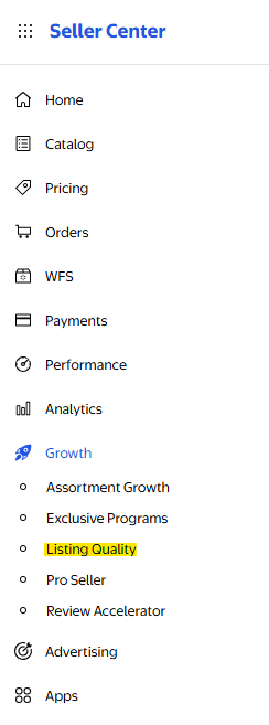 Image of seller center navigation